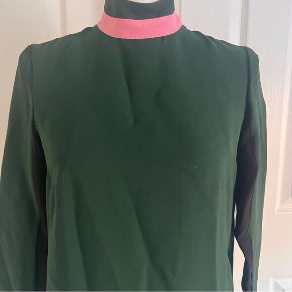 Burberry Ladies Long-sleeve Silk Wool Shift Dress Green US 0 NEW - Picture 7 of 11